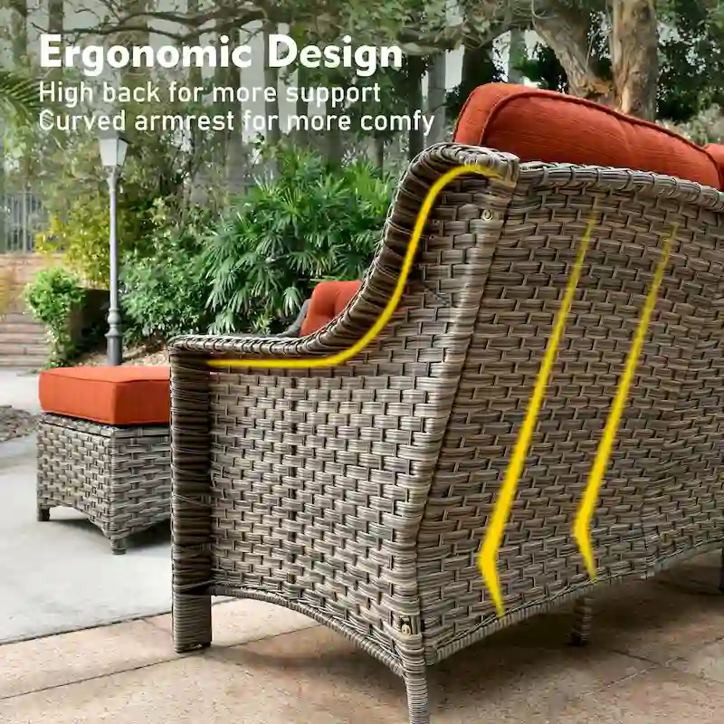 XIZZI 6-piece Patio Wicker Furniture Set with Fire Pit Table