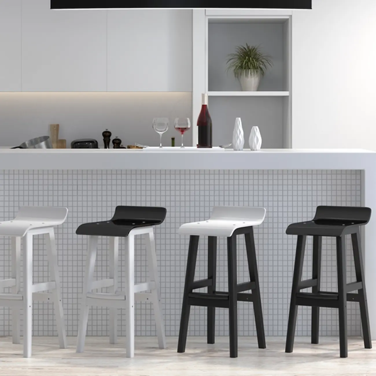 Acrylic Saddle Counter Height Wooden Bar Stools
