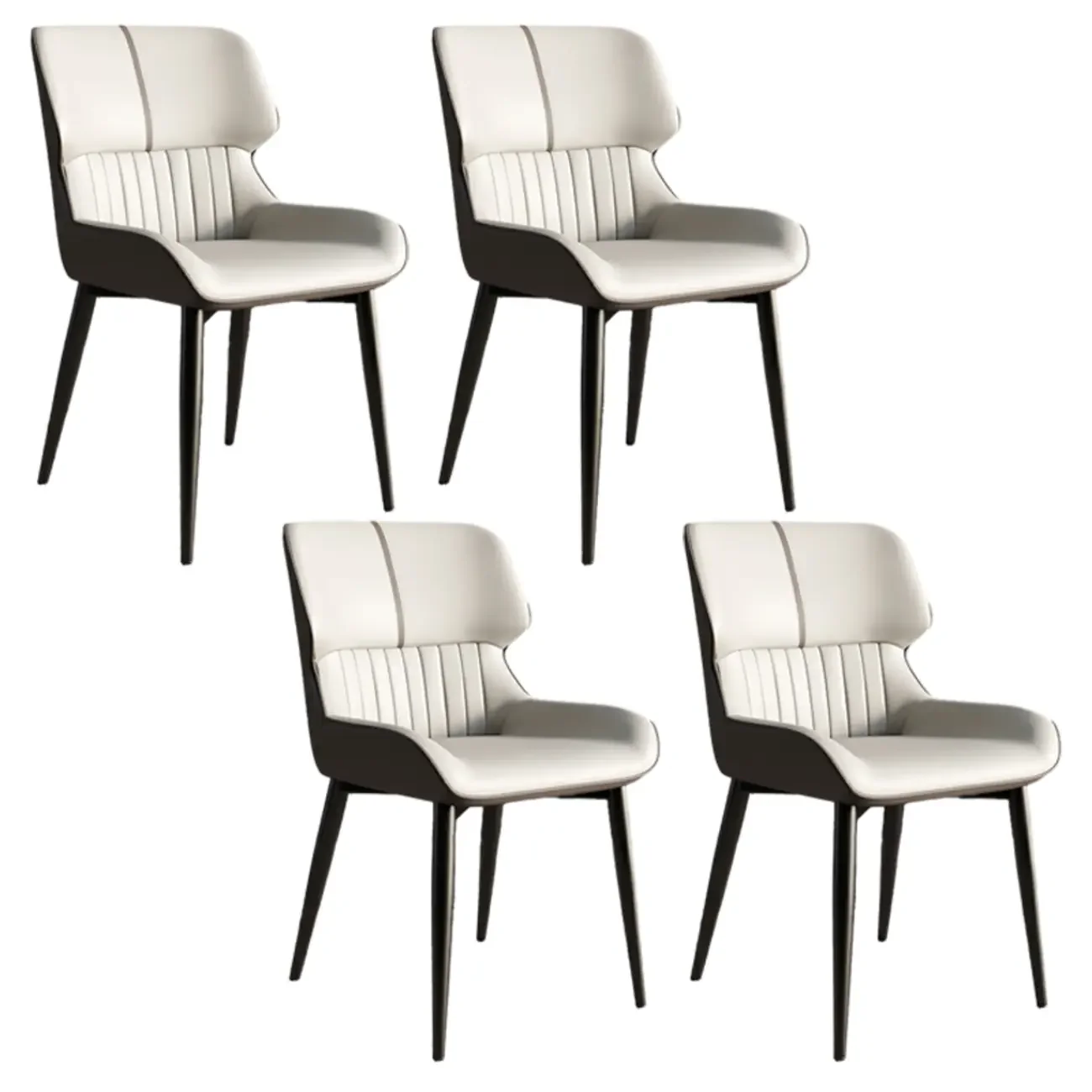 Leather Low Solid Back Armless Dining Side Chair