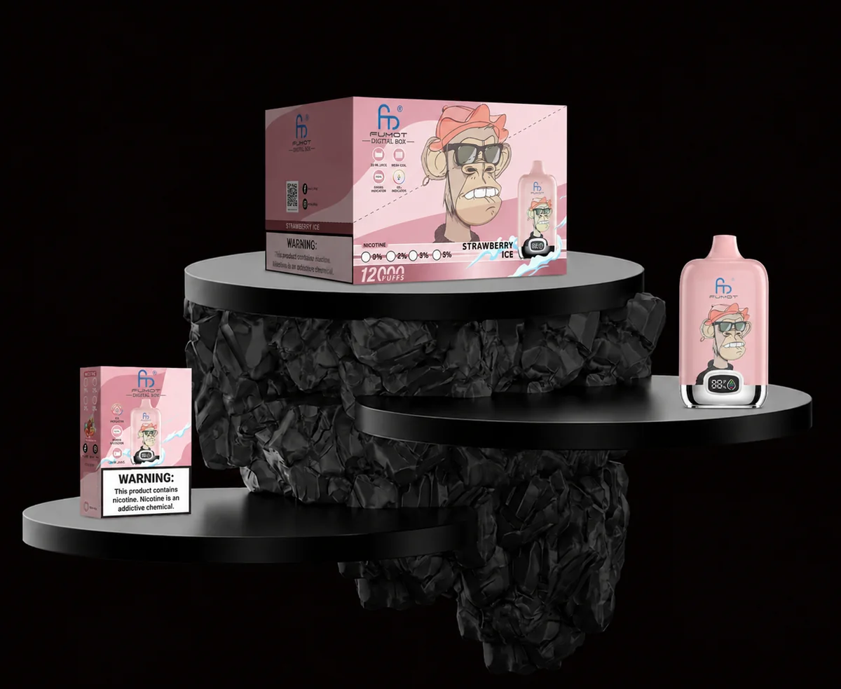 Fumot Digital Box 12000 Strawberry Ice Einzelgerät, Retail-Box und Display-Box
