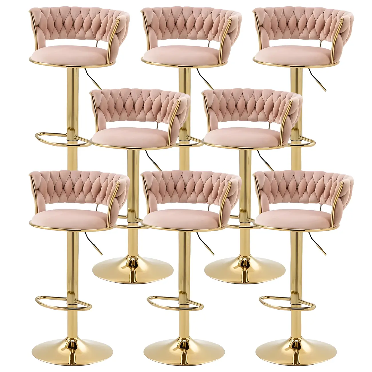 Gold Base Low Back Adjustable Swivel Bar Stool