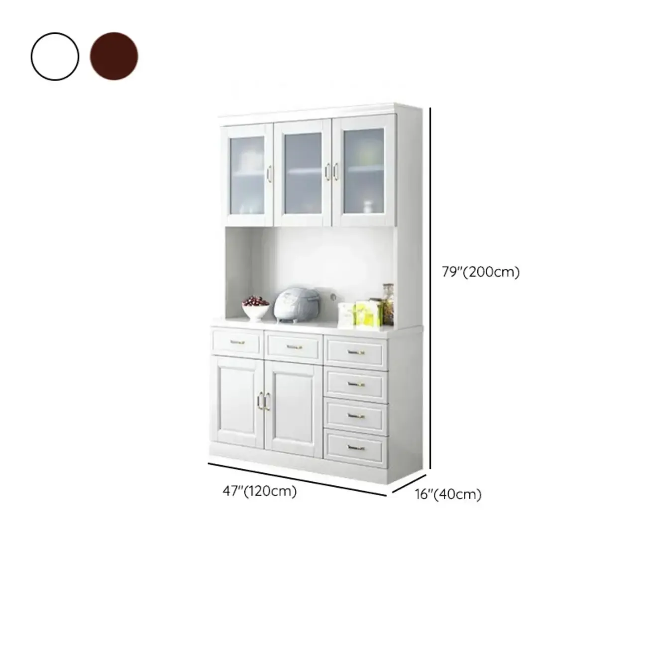 Kitchen Wooden White Cabinet Sideboard Built-in Wine Rack