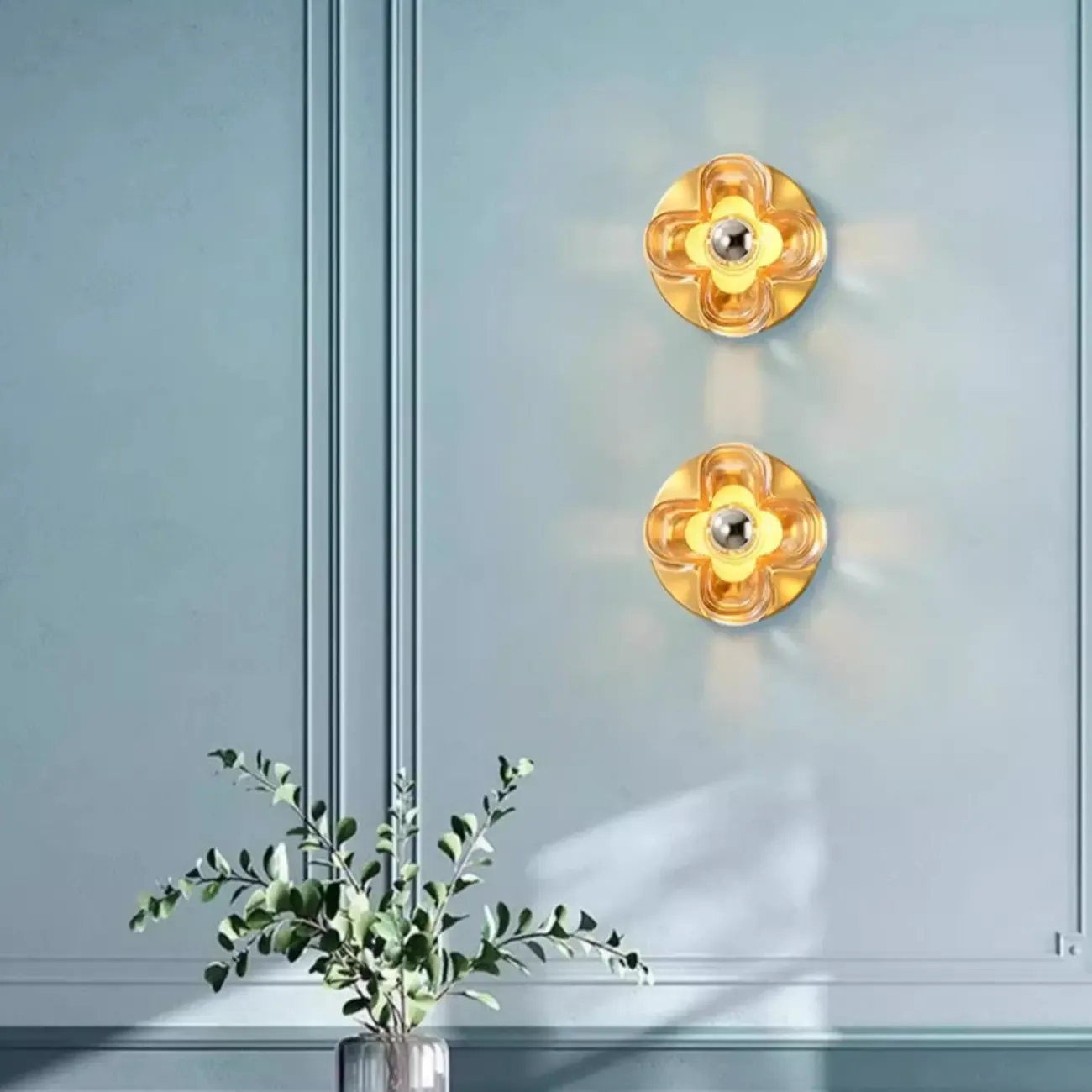 Modern Elegant Glass LED Vanity Light with Flower Design