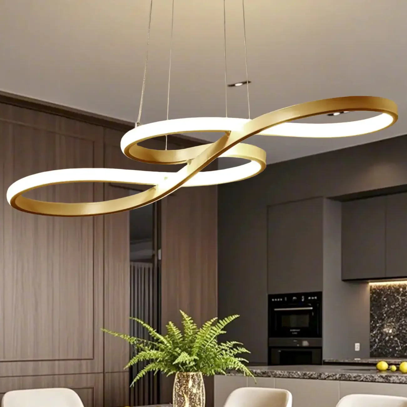 Modern White Linear LED Island Pendant Light with Multi Dimming