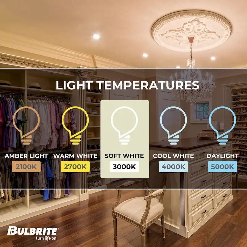 Bulbrite LED Filament Pack of (4) 6.5 Watt Dimmable CA10 Light Bulbs with a Clear Finish and Candelabra (E12) Base