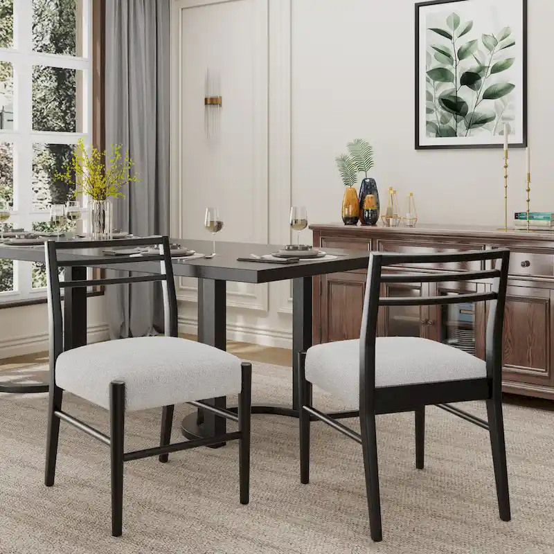 Fescue Fabric and Rubberwood Upholstered Dining Chairs (Set of 2) by Christopher Knight Home