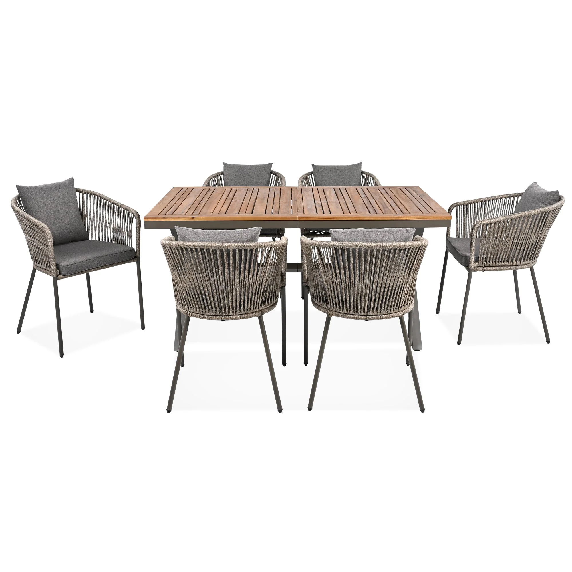 Walker Edison | Rope Modern Design 7 Piece Patio Dining Set