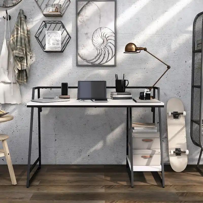 Meard Industrial 49-inch Steel Computer Desk with USBs by Furniture of America