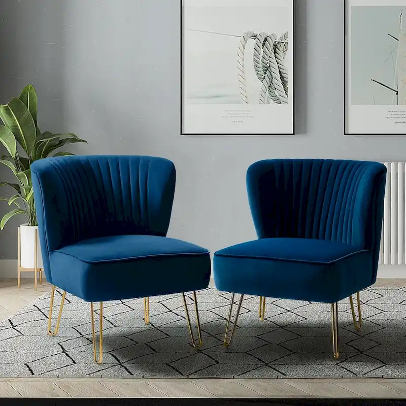 Barto Upholstered Side Chair with Tufted Back Set of 2 by HULALA HOME