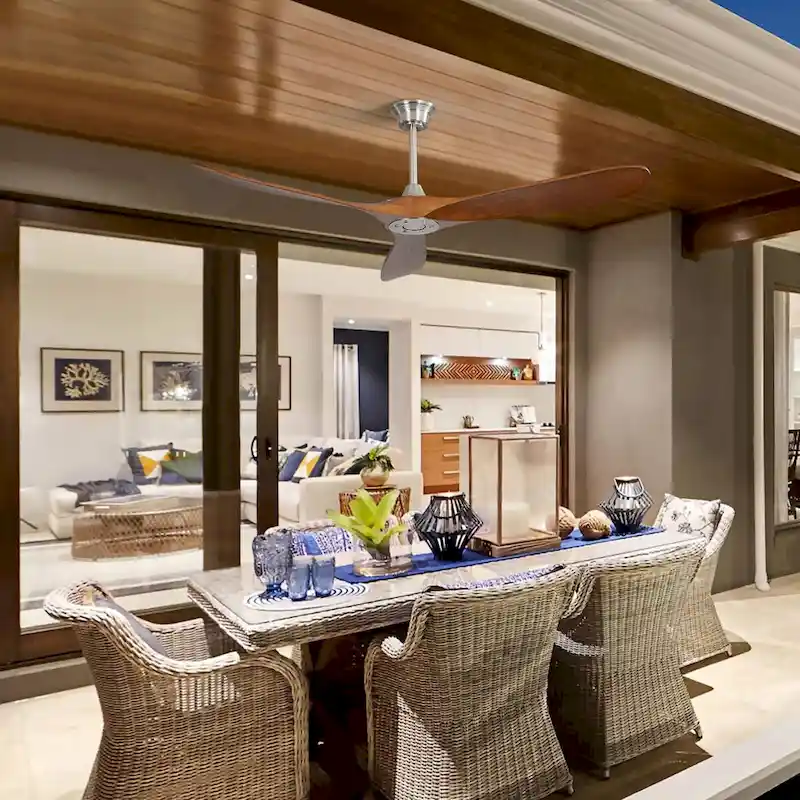 60 Inch Solid Wood Modern Ceiling Fan with Remote