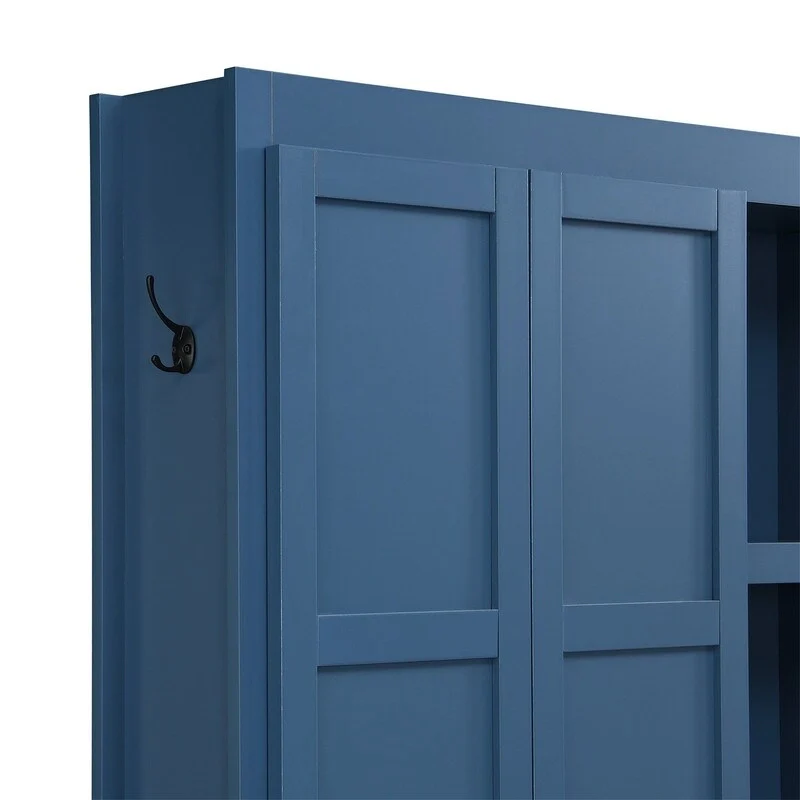 Farmhouse 4-in-1 Hall Tree with Open Display Shelves, Mudroom Shoe Bench with Open Compartments, Entryway Coat Rack with 6 Hooks