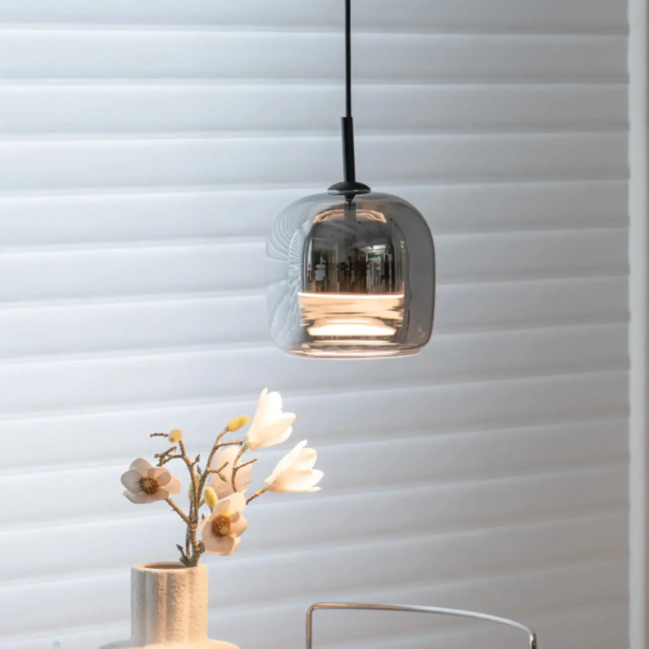 Modern 3 Light Black Glass Jar Pendant Light