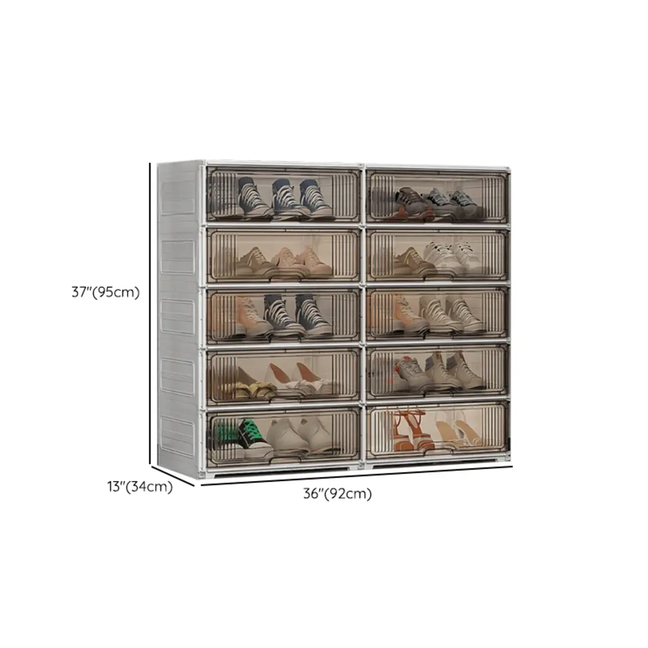 Durable Flip-up Glam Plastic Clear Shoe Boxes Stackable