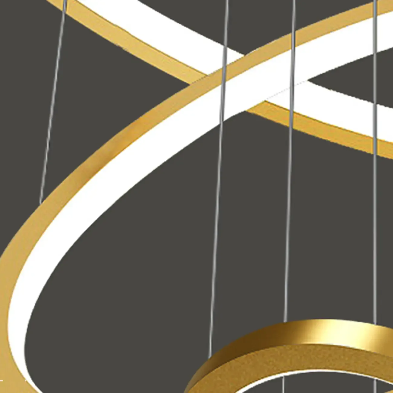 Modern Gold Ring Stairwell Chandelier Warm Light LED