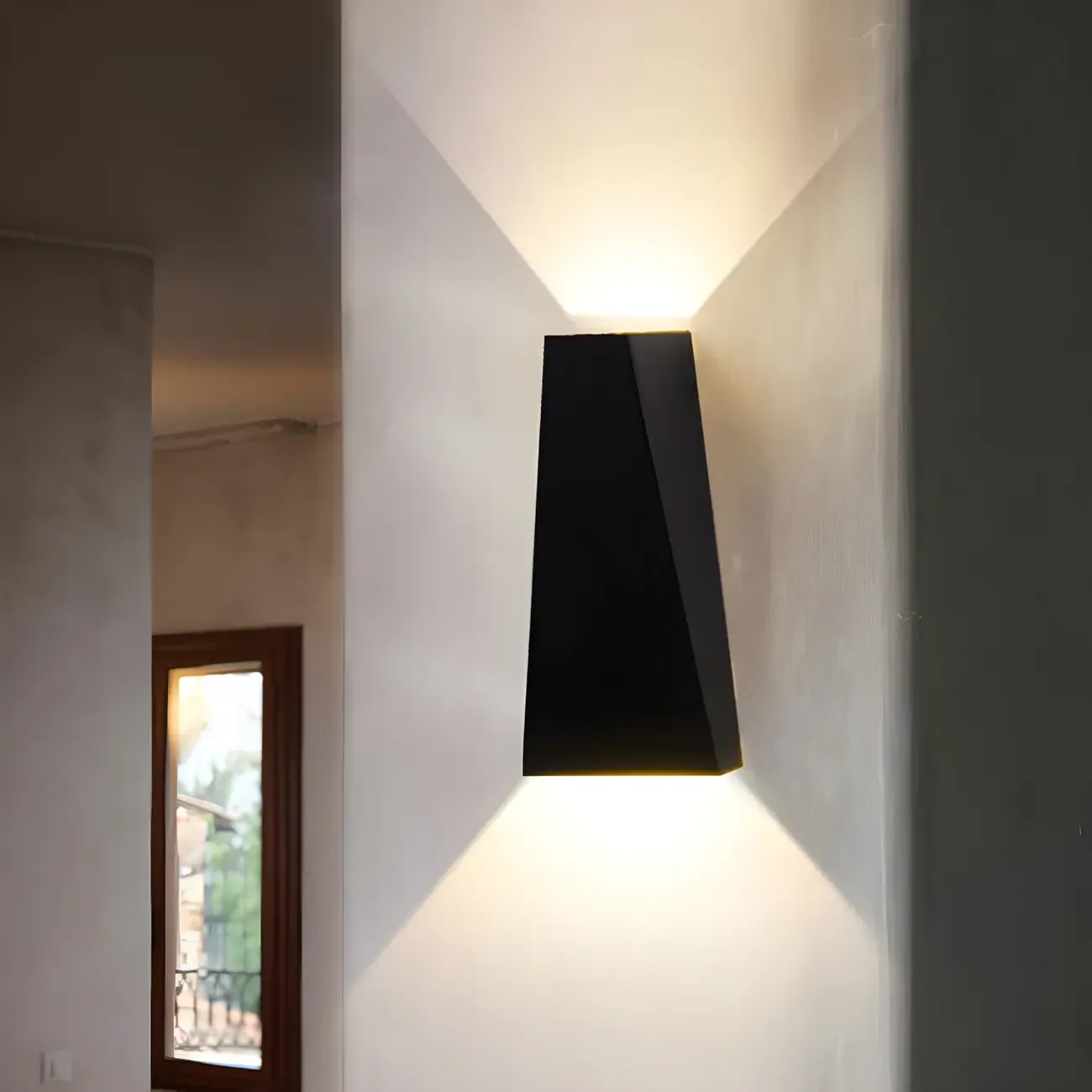 Modern Black Metal Triangular Up Down LED Outdoor Wall Light