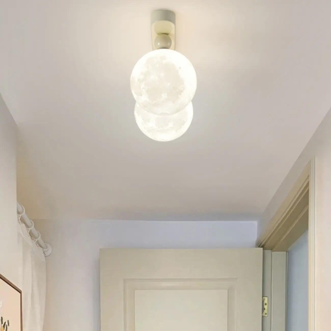 Stylish Pumpkin Semi Flush Ceiling Light with Resin Shade