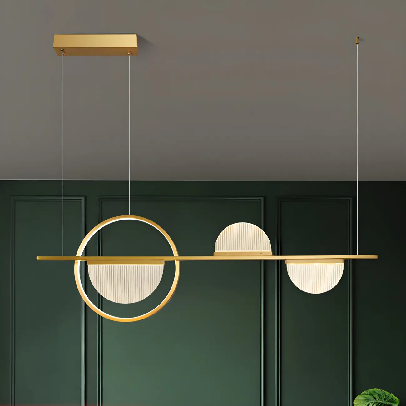 Modern Brass Semicircle Island Pendant Light