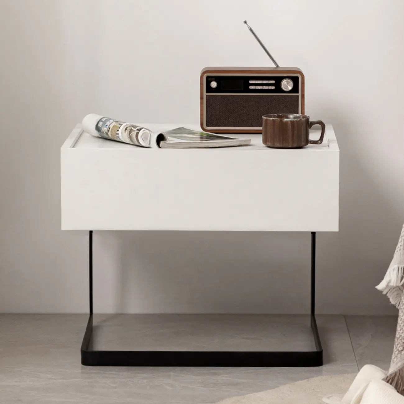 Modern Black Wood Compact Drawer Nightstand