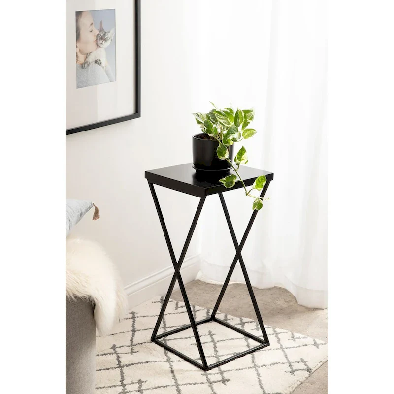 Kate and Laurel Elix Wood and Metal Table and Plant Stand