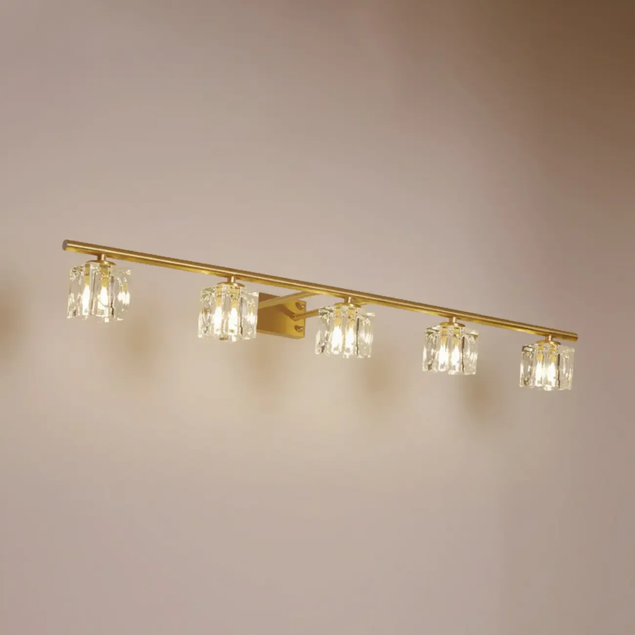 Modern Gold Bathroom Vanity Lights with Clear Crystal Shade