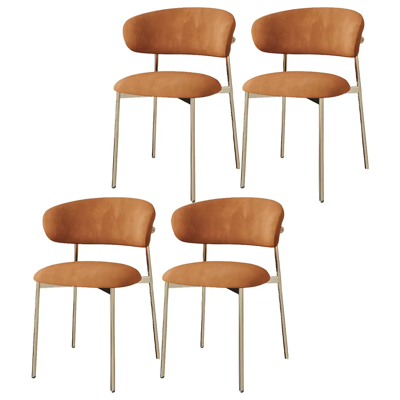 Scandinavian Velvet Upholstered Dining Room Chairs Set of 4