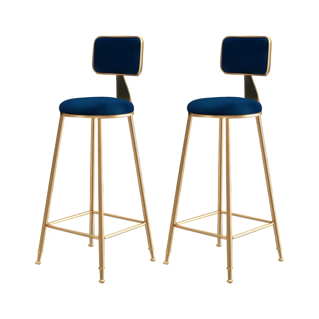 Round Velvet Upholstered Counter Bar Stools