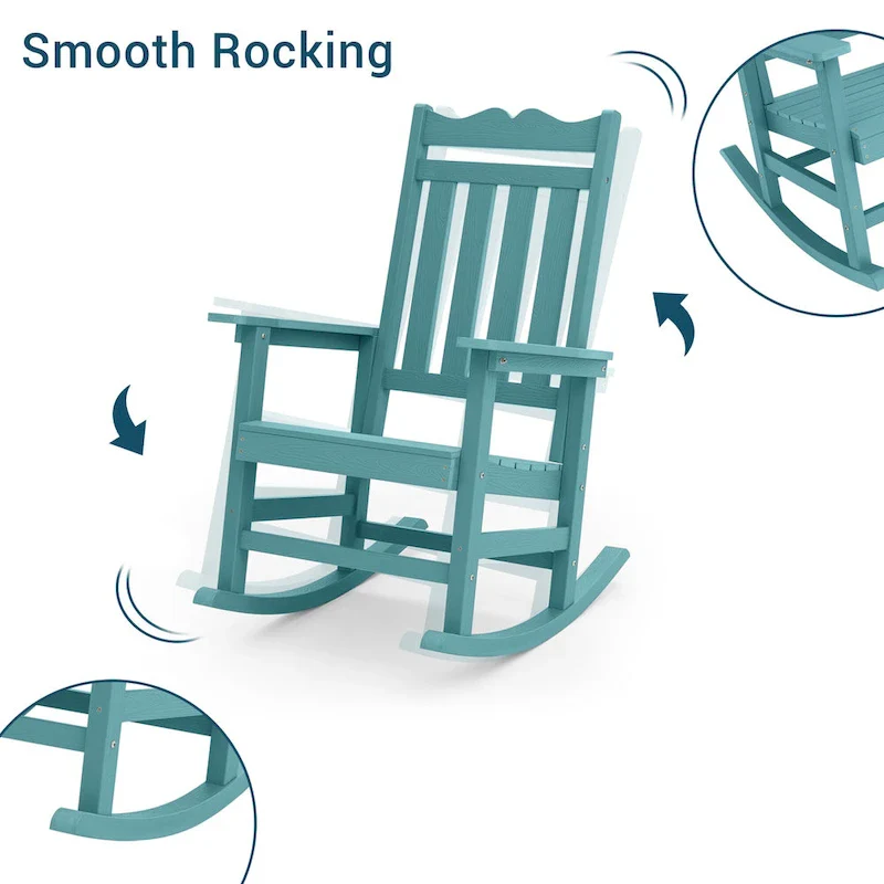 BONOSUKI Patio Adirondack Rocking Chair,Fire Pit Chair Weather Resistant