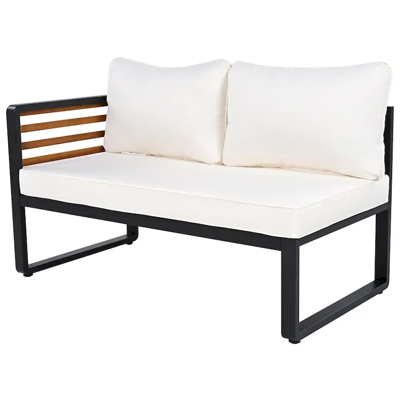 4-Piece Iron L-Shaped Sectional Sofa Set with Cushions & Table