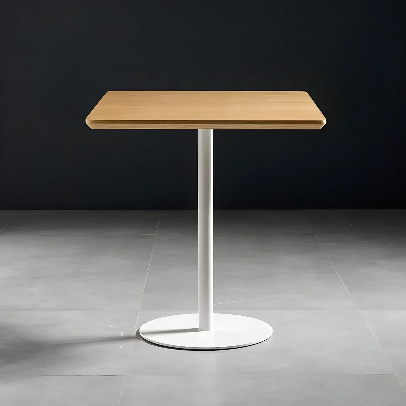 Modern Brown Wood Grain Black Metallic Pedestal Bar Tables