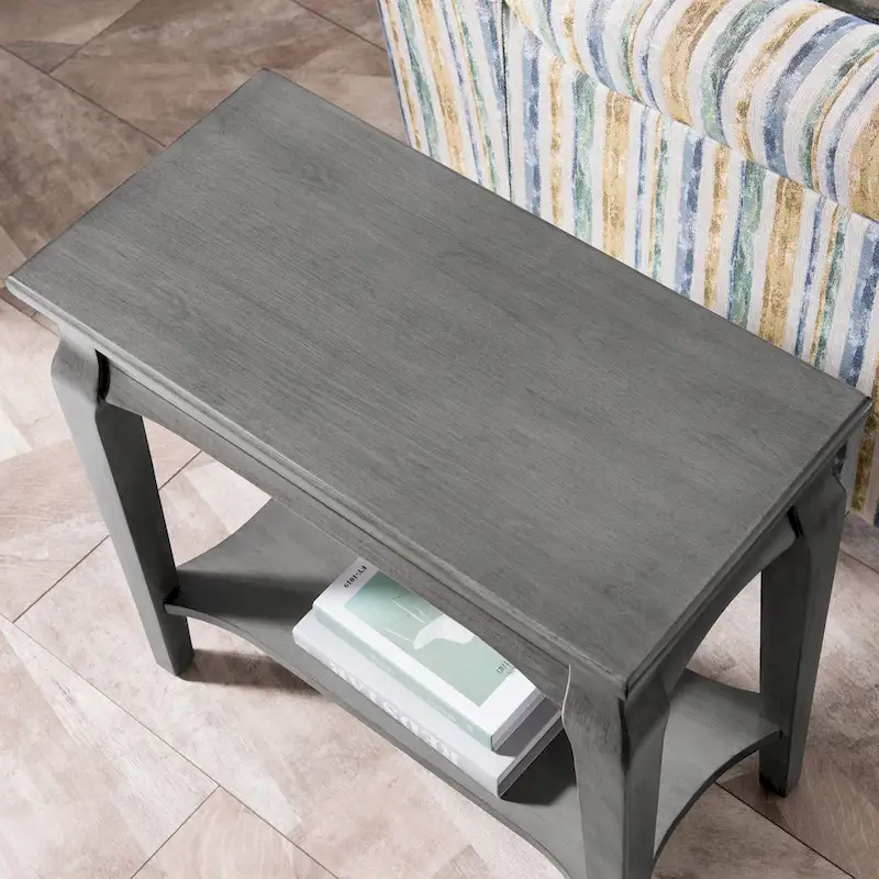 Narrow Chairside Grey Wood Table