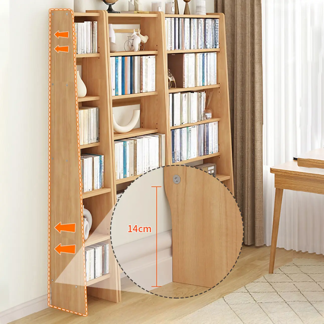 Walnut Wooden Ladder Shelf Unit 7-Tier