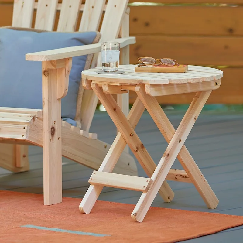 Remedy 19 Assembled Cedar Wood Round Collapsible Folding Table