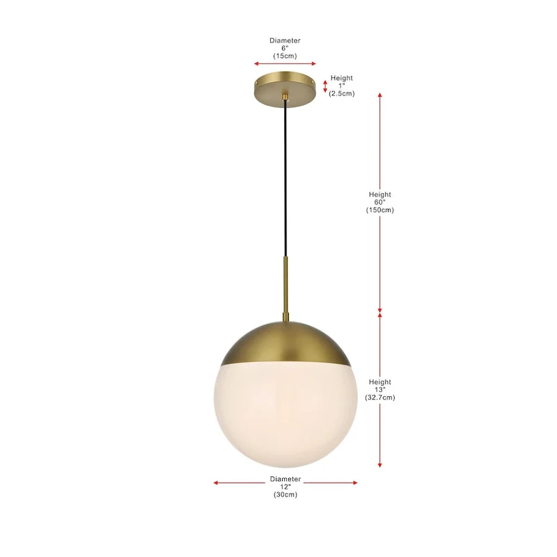 Elegant Lighting Eclipse Single Light 12  Wide Pendant with Frosted