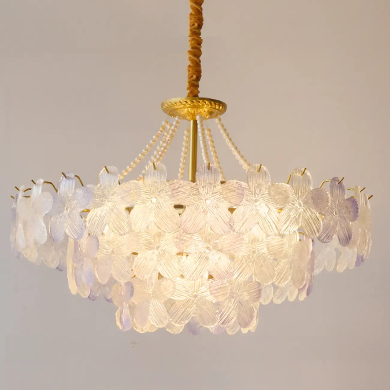 Modern Tier Round Flower Crystal Chandelier