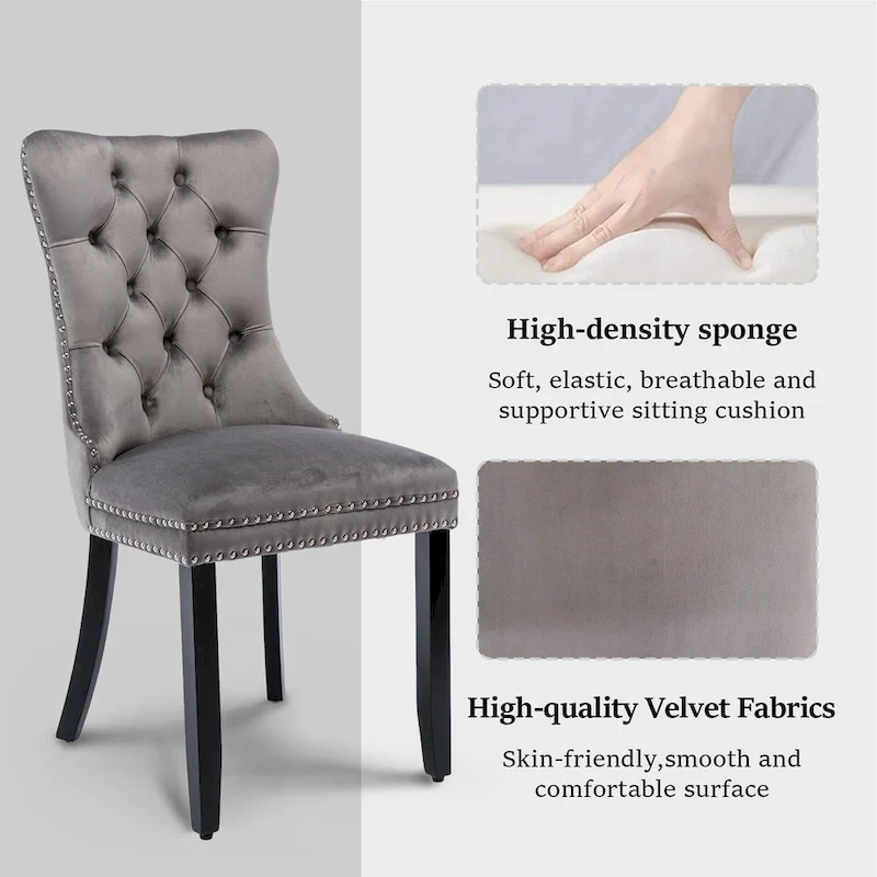 Modern Tufted Velvet Side Dining Chairs (Set of 4)