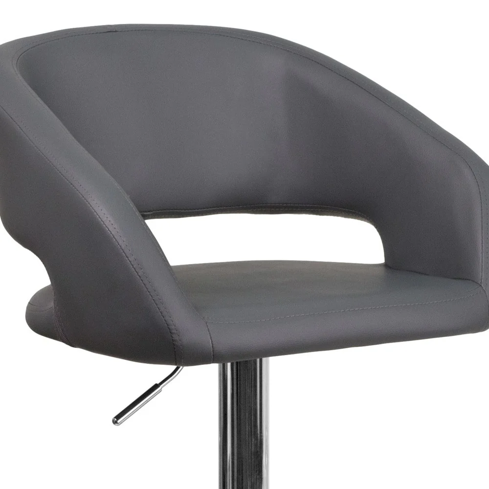 Modern Upholstered Adjustable-Height Barstool with Rounded Back