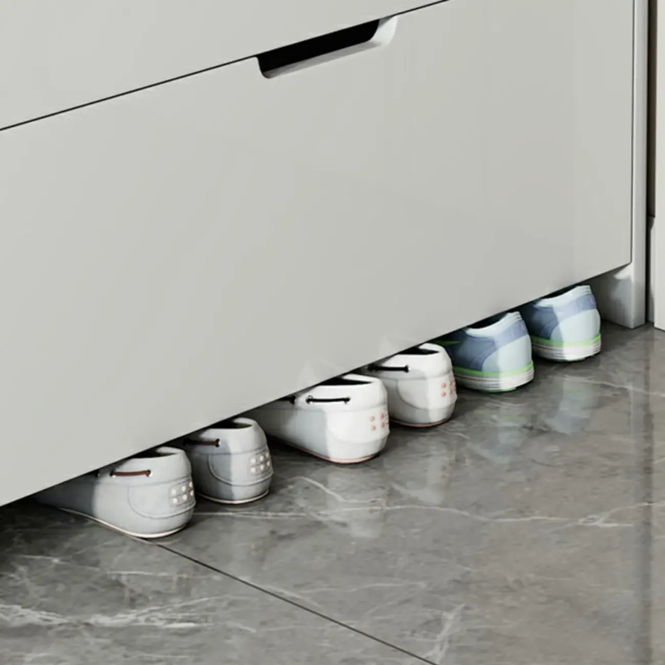 3-Tier White Wood Shoe Cabinet with Drop Front