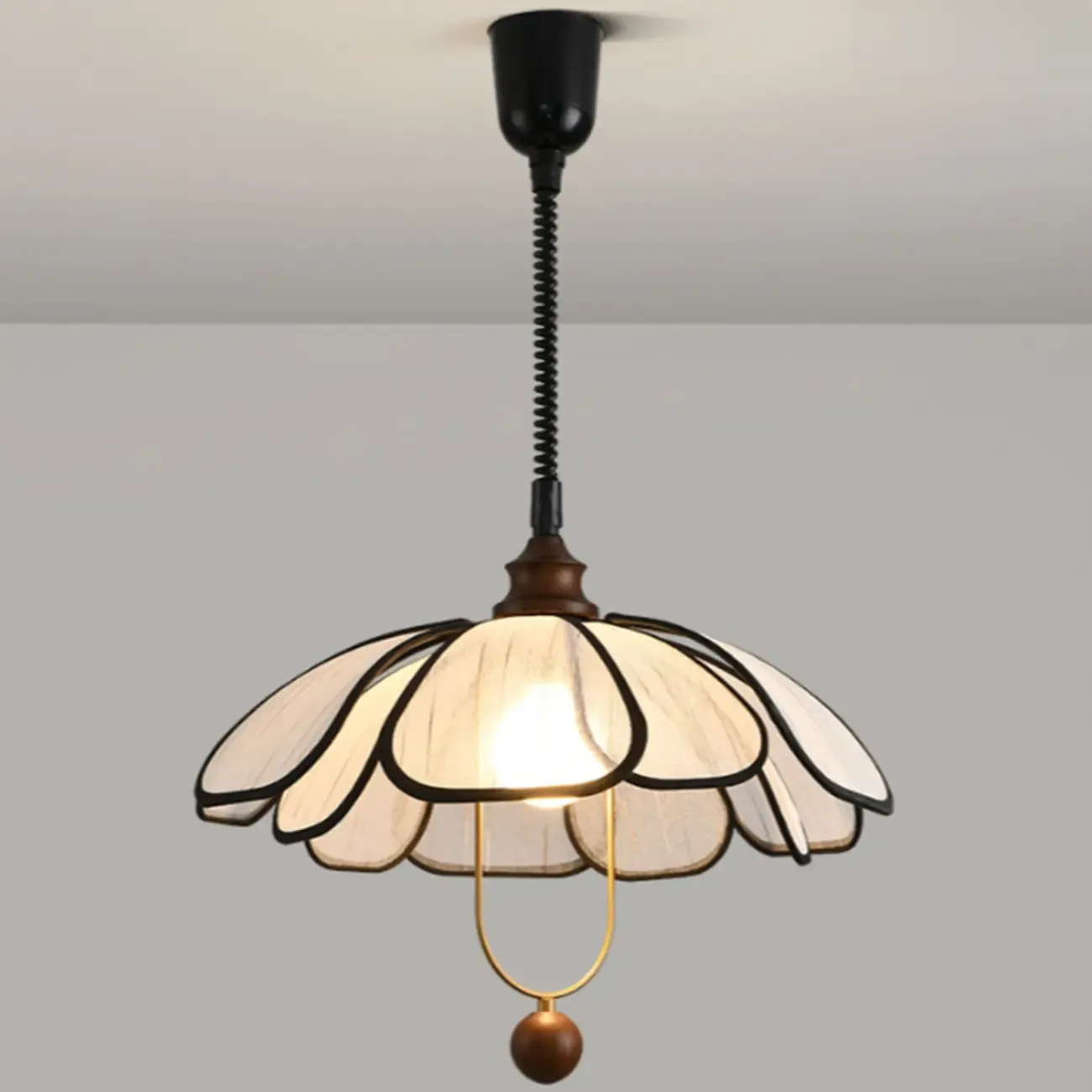 Art Deco Fabric Petal Blossom Hanging Pendant Light Fixture