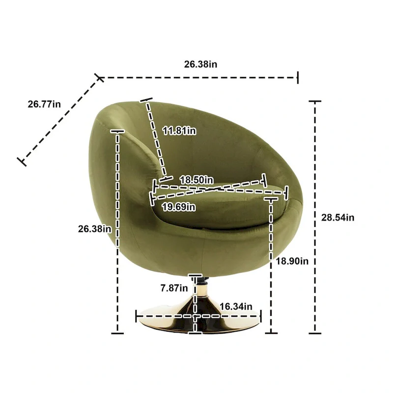 HOMEFUN Velvet 360 Degree Swivel Left Cuddle Barrel Accent Chairs