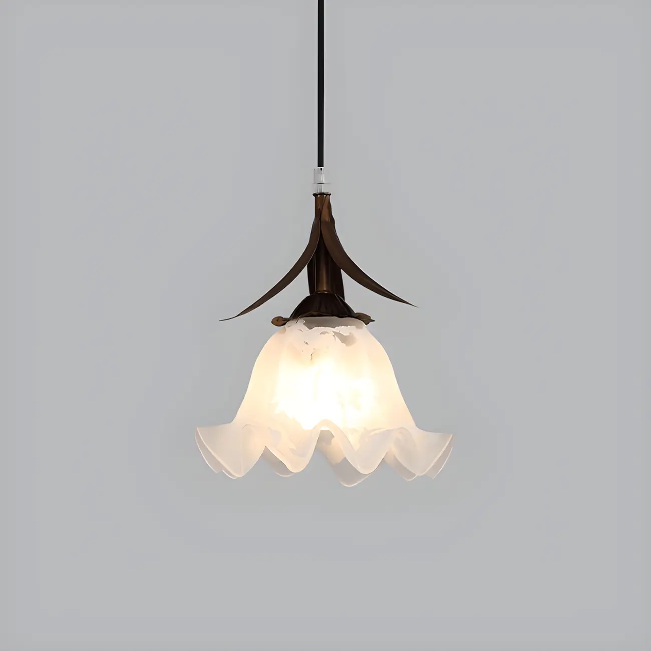 Modern White Glass Flower LED Bedside Pendant Lamp