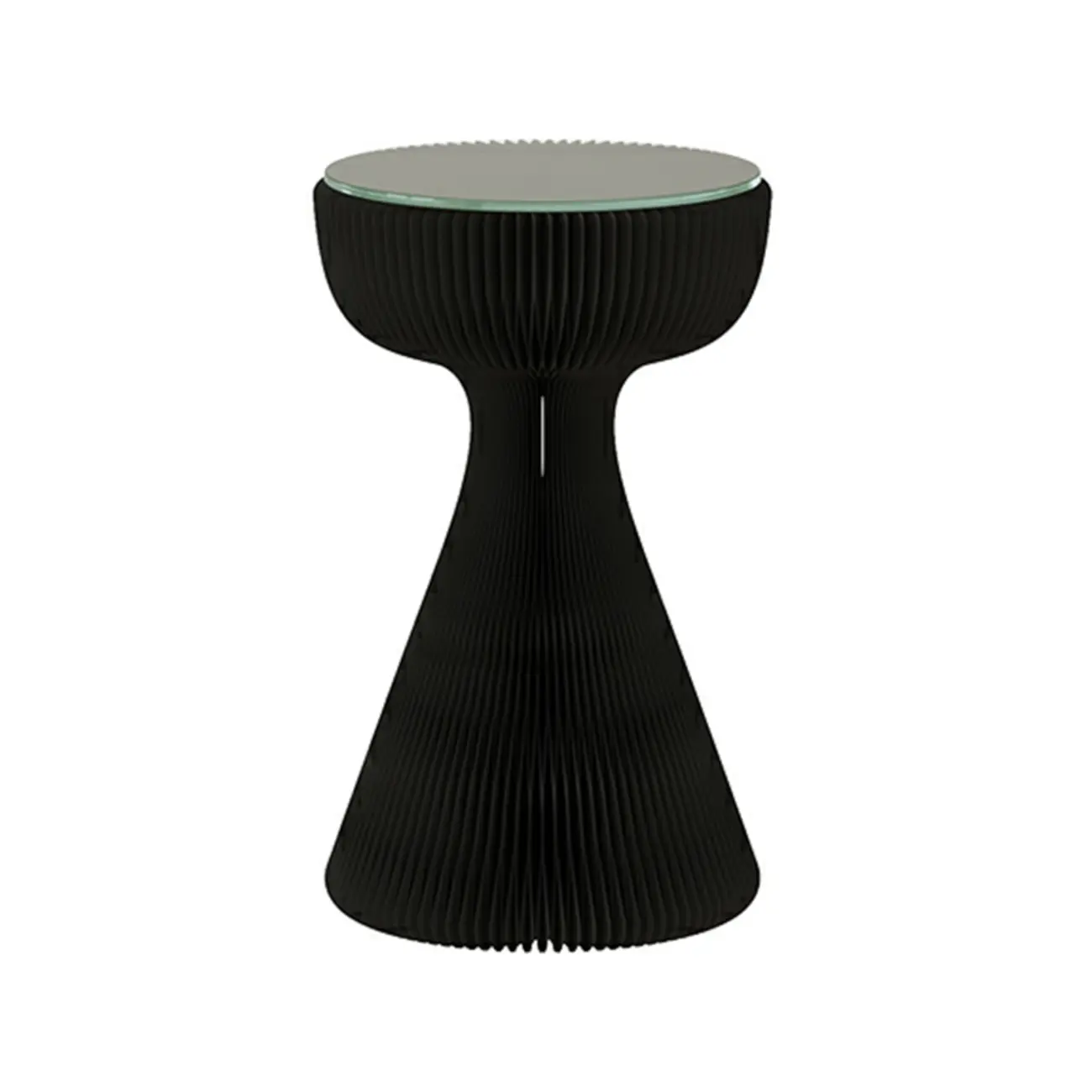 Foldable Modern Black Glass Top Round Side Table