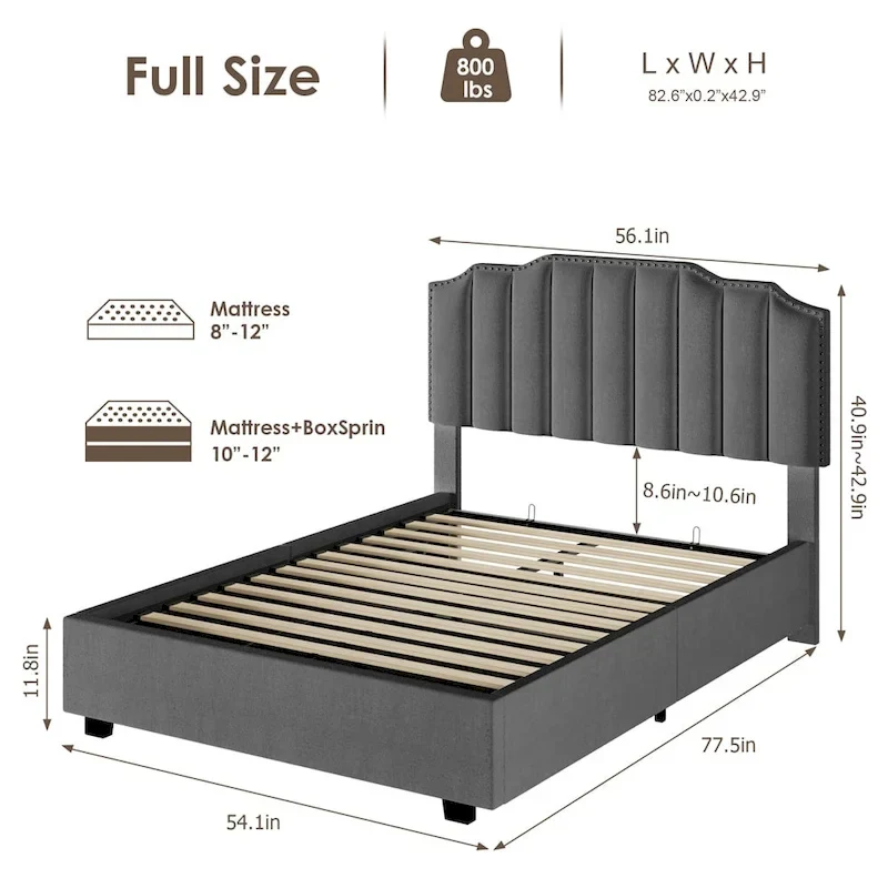 Lift Up Full Size Velvet Bed