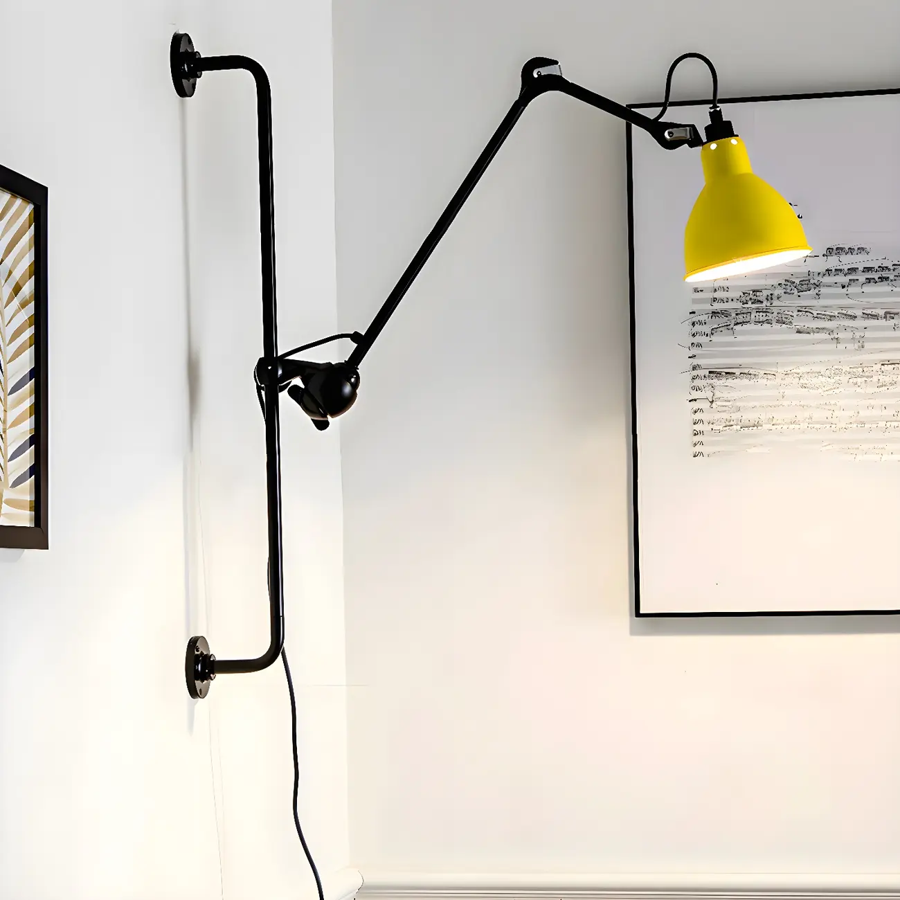 Trestle Base Metal Black Swing Arm Wall Light