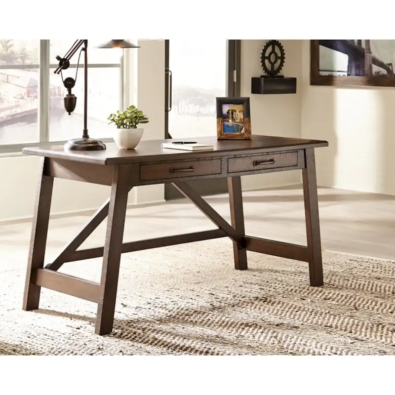 Baldridge Rustic Brown Home Office Large Leg Desk