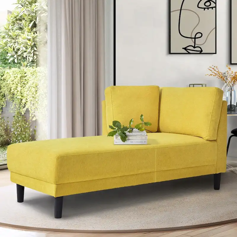 Mid-Century Modern Upholstered Chaise Lounge Sofa