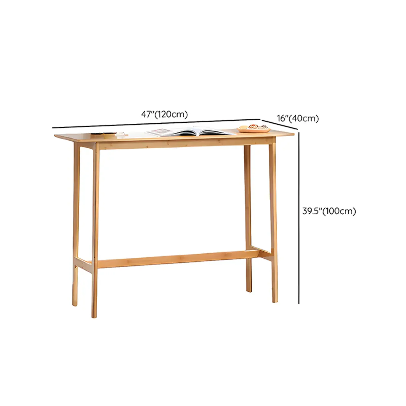 Modern Natural Finish Wooden Fixed Top Footrest Bar Tables