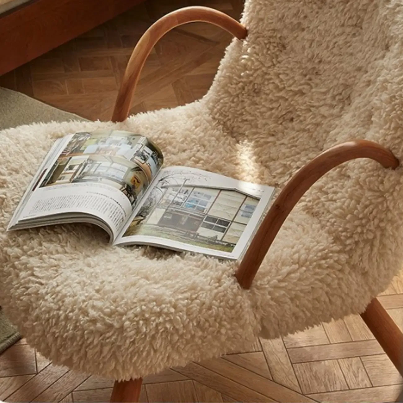 Stationary Solid Wood Rocking Chair with Ottoman & Track Arms