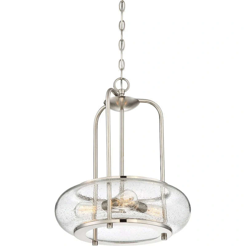 Quoizel Trilogy Brushed Nickel 3-Light Glass Pendant