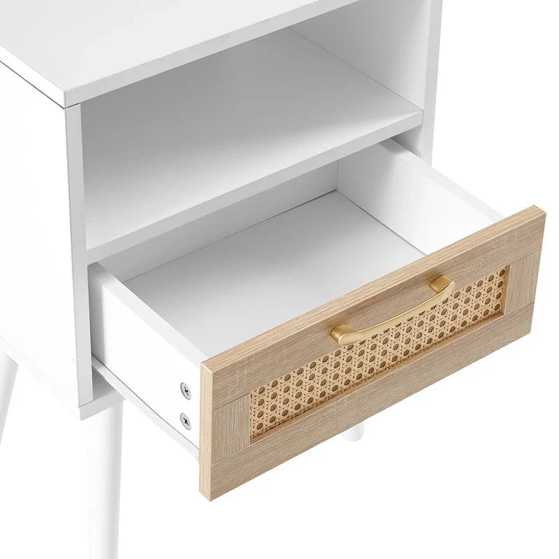 Nightstand with Charging Station End Side Table with Drawer