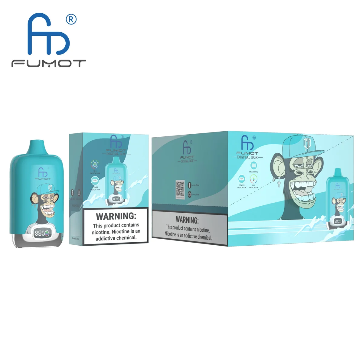 Fumot Digital Box 12000 Black Ice – 10er-Displaybox mit Einweg-Vape und Einzelpackung